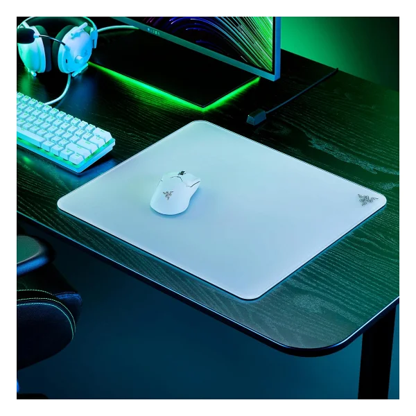 Razer Atlas - Cam Fare Altlığı (Birinci Sınıf Temperli Cam, Ultra Pürüzsüz Yüzey, Mikro Kazınmış Yüzey, Kir ve Çizilmeye Dayanıklı, Daha Sessiz Fare Hareketleri, Kaymaz Kauçuk Taban) Beyaz - Görsel 10
