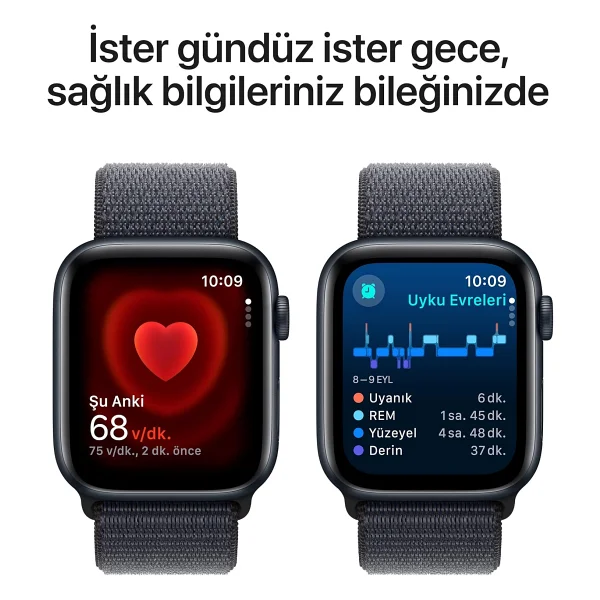 Apple Watch Se 2 2023 GPS + Cellular 40mm Gece Yarısı Alüminyum Kasa Ve Mürekkep Moru Spor Loop Kordon Akıllı Saat - Görsel 5