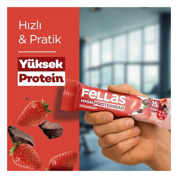 Fellas Yüksek Protein Bar - Çilekli 45 G X 12 Adet - Görsel 3