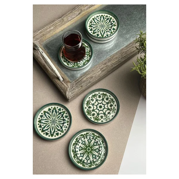 Tabak Evi Mozaik Sefa Yeşil 10 cm 6'lı Çay Tabağı - Görsel 2