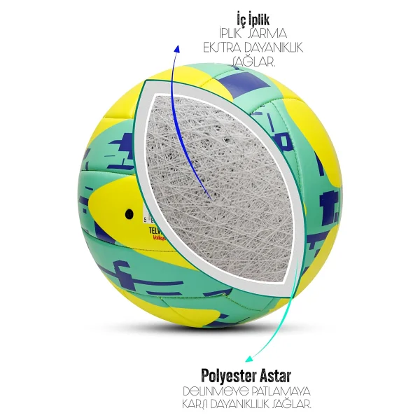 Telvesse Vt800 Spike Voleybol Topu Yumuşak Doku Semi-Pro İç-Dış Mekan Soft Touch 300 G No:5 - Görsel 4