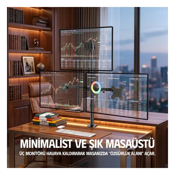 Ergoflex Ef53 13-27 İnç Üç Kollu Monitör Standı - Görsel 3