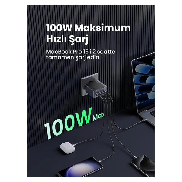 Ugreen Nexode Air 100 W Hızlı Şarj Adaptörü - Görsel 2