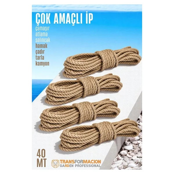 Çok Amaçlı Kalın İp Hamak İpi - Çamaşır Salıncak Atlama 40 Metre 721767 - Görsel 3