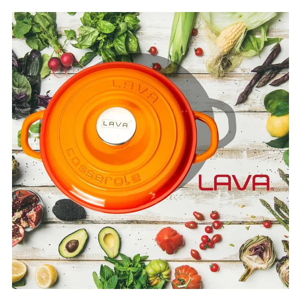Lava New Heritage Yuvarlak Turuncu 24 cm Döküm Tencere - Görsel 7
