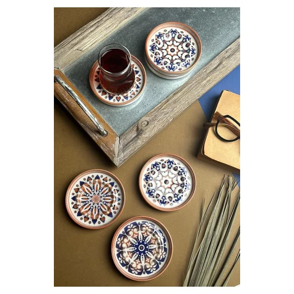 Tabak Evi Mozaik Sefa Kırmızı 10 Cm 6'lı Çay Tabağı - Görsel 3