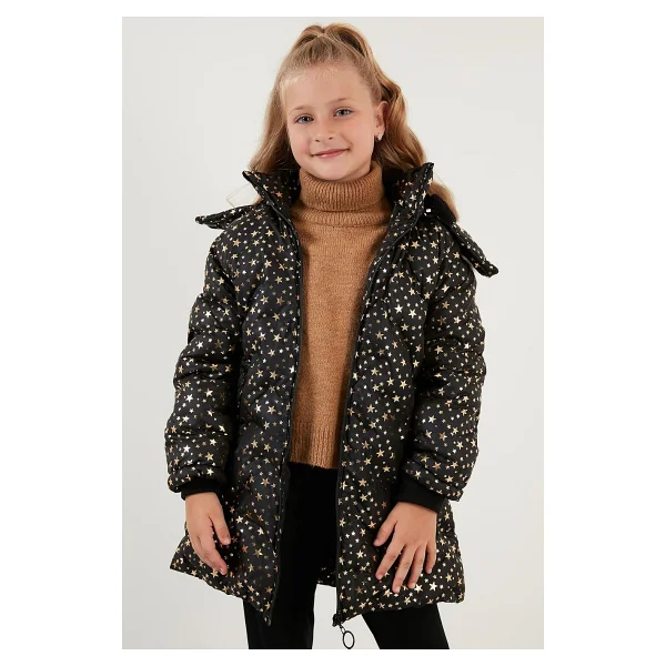 Lela 5760050 Kapüşonlu Kürklü Kız Çocuk Şişme Mont - Görsel 9