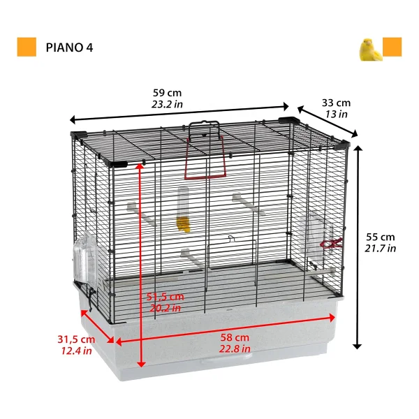 Ferplast 52003817 Vogelheim REKORD 4, muhabbet kuşları için, komple donanım, Ölçüler: 60 x 32,5 x 57,5 cm, siyah - Görsel 3