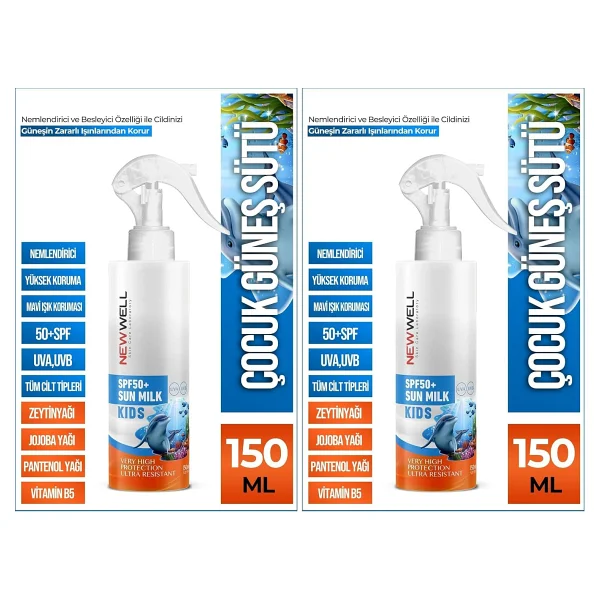 New Well Jojoba Oil 150 ml 50 Faktör Çocuk Güneş Sütü - Görsel 4