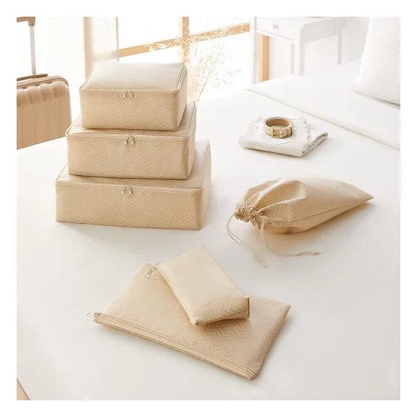 Ocean Home Textile 6li Bej Baliksirti Bavul Ici Duzenleyici Set - Görsel 3