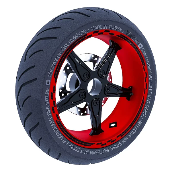 Çınar Extreme Moto Gp Yarış Bayraklı Siyah Karbon Fiber Dokulu Jant Şeridi Sticker - - Görsel 2
