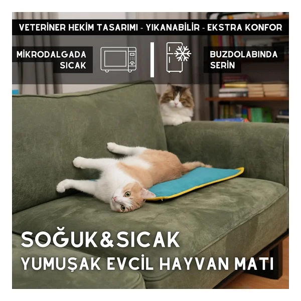 Pawdaz Serin (60x40cm) - 4 Mevsim Kedi/ Köpek Matı, Sıcak Veya Soğuk Kullanılabilen Minder Yatak - Görsel 2