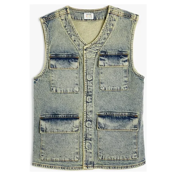 Koton Oversize Kot Yelek Kapaklı Cepli - Görsel 6