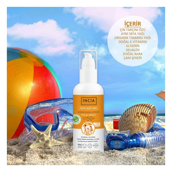 Incia Doğal Tüm Aile İçin Leke Karşıtı 100 Ml 50 Faktör Güneş Losyonu - Görsel 5