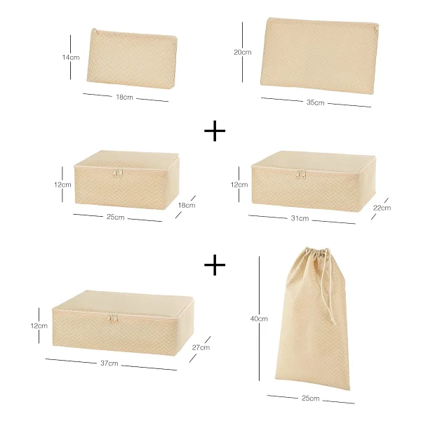 Ocean Home Textile 6li Bej Baliksirti Bavul Ici Duzenleyici Set - Görsel 2