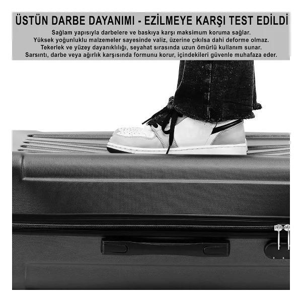 Anthony Jackson TRION ABS Siyah Kabin + Orta + Büyük Boy 3'lü Valiz Seti - Görsel 7