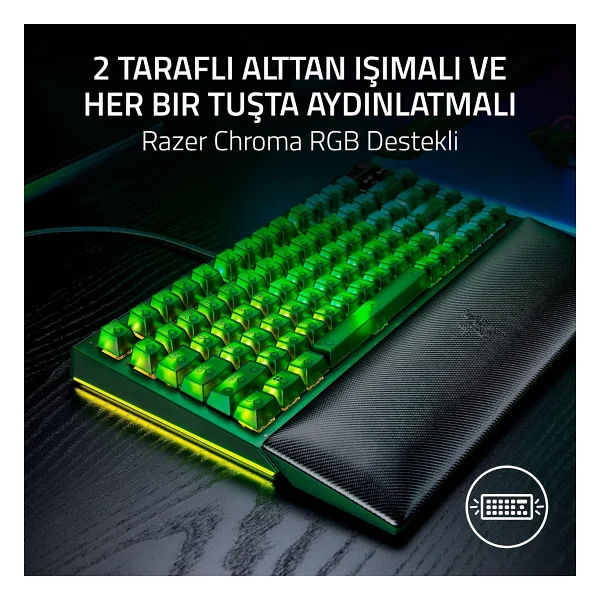 Razer Blackwidow V4 %75 Phantom Edition Us Layout Yeşil RGB Tkl Tactile Switch Kablolu Mekanik Oyuncu Klavyesi - Görsel 5