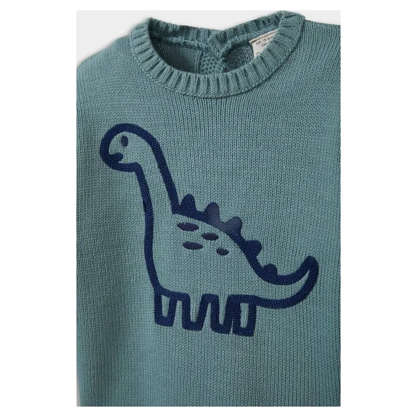 Defacto Erkek Bebek Dinozor Baskılı Triko Kazak - Görsel 2