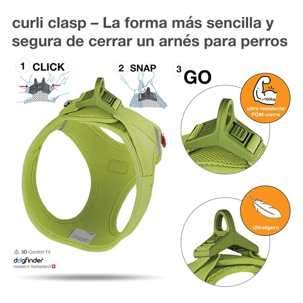 Curli Vest Harness Curli Clasp Air-Mesh Lime S - Görsel 3