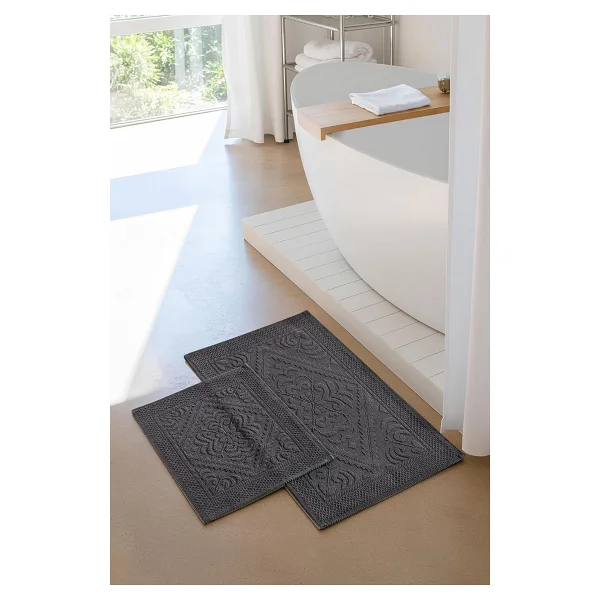 Soley Soley Violeta 2'li Banyo Paspas Seti Kaymaz Taban %100 Pamuk 60x100 - 50x60 cm - Görsel 6