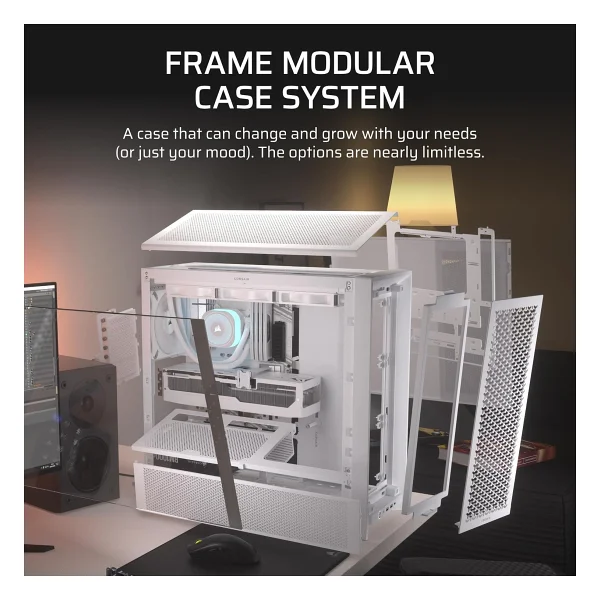 Corsaır Frame 4000d Modüler Orta Kule Atx PC Kasası - Yüksek Hava Akışı, Infinirailtm Fan Montaj Sistemi, Çift 360mm Radyatör Desteği, Asus Btf, Msı Project Zero, Gigabyte Proje Stealth - Beyaz - Görsel 4