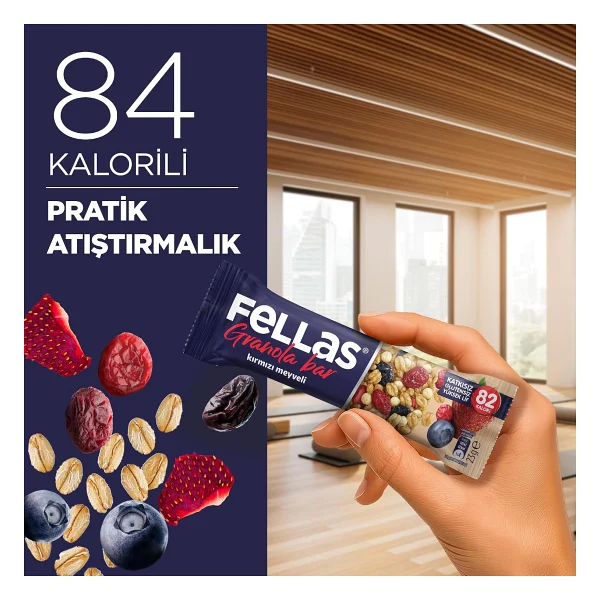 Fellas Granola Bar Kırmızı Meyveli, 23 Gram, 12 Adet - Görsel 4