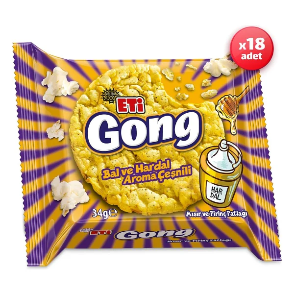 Eti Gong 34 Gr 18'li Paket Ballı Hardallı Mısır Ve Pirinç Patlağı - Görsel 2