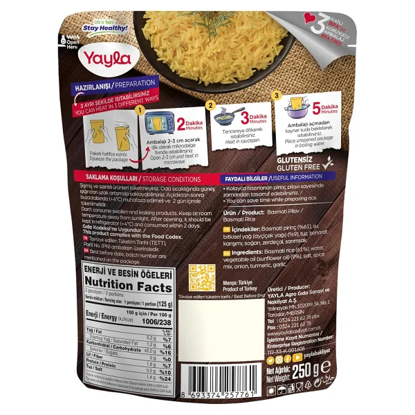 Yayla Basmati Pirinç Pilavı 250 gr - Görsel 2