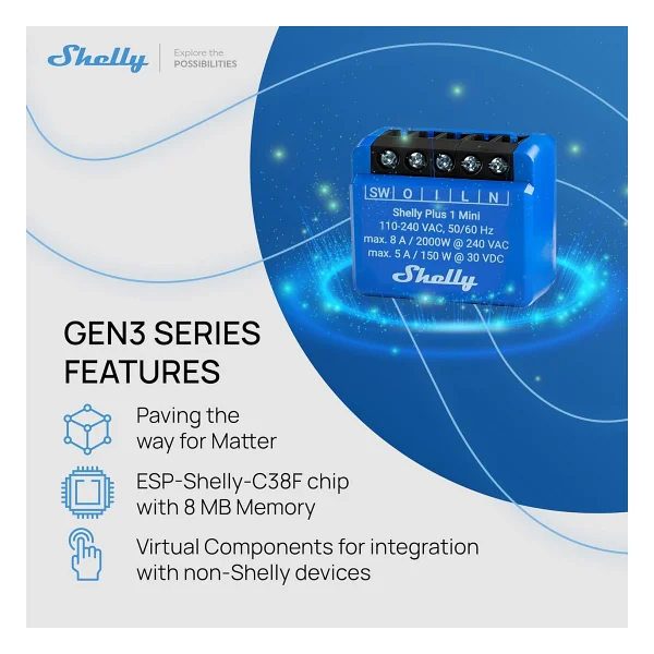 Shelly 1 Mini Gen3 Wi-Fi Akıllı Röle - Görsel 4