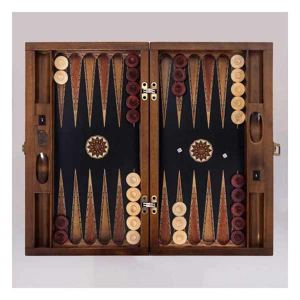 Helena Wood Art Genius Siyah El Oyması Ahşap Tavla - Görsel 2