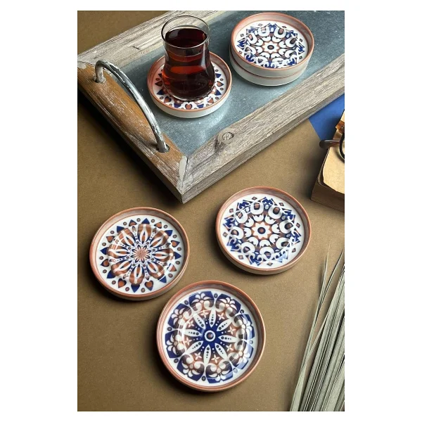 Tabak Evi Mozaik Sefa Kırmızı 10 Cm 6'lı Çay Tabağı - Görsel 5