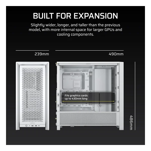 Corsaır Frame 4000d Modüler Orta Kule Atx PC Kasası - Yüksek Hava Akışı, Infinirailtm Fan Montaj Sistemi, Çift 360mm Radyatör Desteği, Asus Btf, Msı Project Zero, Gigabyte Proje Stealth - Beyaz - Görsel 10