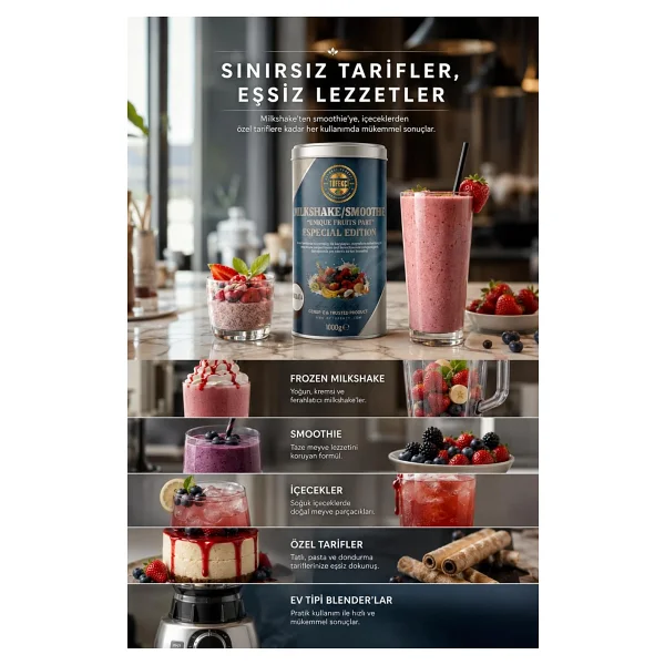 By Tüfekçi Mango 1000 gr Milkshake ve Smoothie İçecek Tozu - Görsel 6
