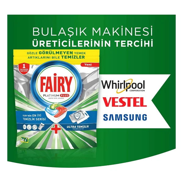 Fairy Platinum Plus Hepsi Bir Arada Bulaşık Makinesi Tabletleri, Ferah Bitki Esintisi, 12 Tablet - Görsel 9