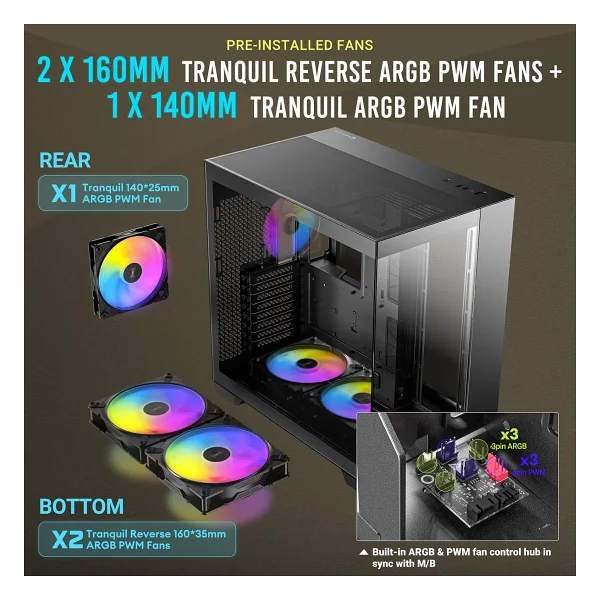 Antec C8 ARGB Fanlı E-ATX Oyuncu Kasası - Görsel 3