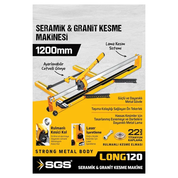 Sgs Long Sgs111 120 Cm Fayans Kesme Makinesi - Görsel 4