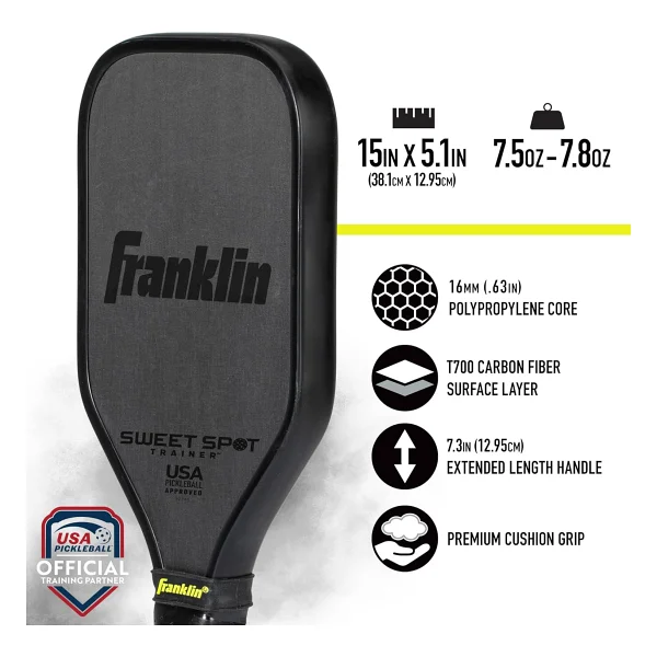 Franklin Sports Sweet Spot Antrenman Pickleball Küreği - Pickleball Antrenman Küreği Ekstra Uzun Saplı - Sweet Spot Shot Mini Kürek Başı Küreği Salıncak Eğitimi İçin - Görsel 5