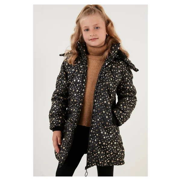 Lela 5760050 Kapüşonlu Kürklü Kız Çocuk Şişme Mont - Görsel 4