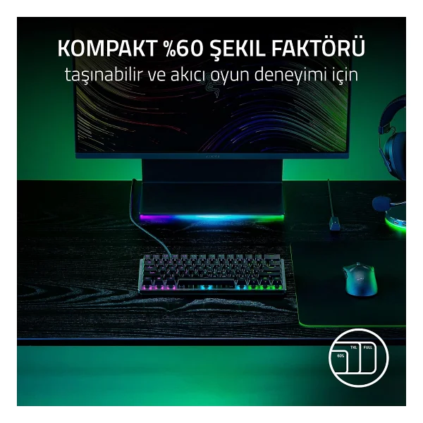 Razer Huntsman V3 Pro Mini %60 RGB Tkl Analog Optical Switch Kablolu Mekanik Oyuncu Klavyesi - Görsel 10