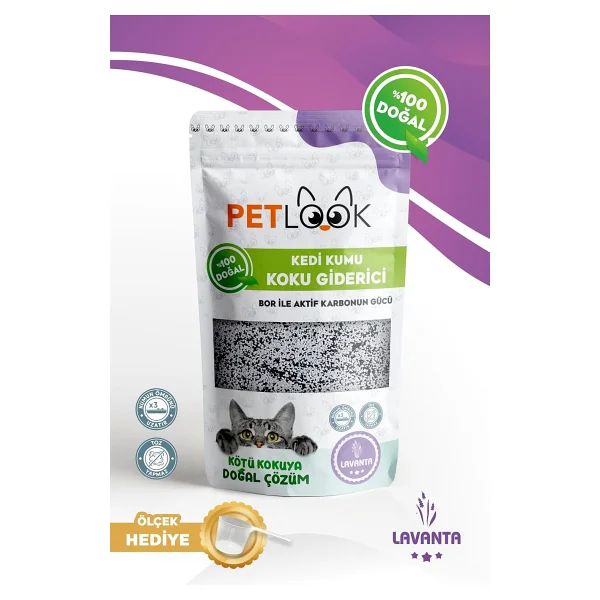 Petlook Kedi Kumu Koku Giderici Aktif Karbon Katkılı Kokusuz 300 gr (LAVANTA) - Görsel 2