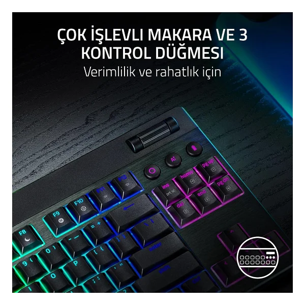 Razer Blackwidow V4 Low Profile RGB Tkl Green Switch Kablolu/Kablosuz Mekanik Oyuncu Klavyesi - Görsel 4