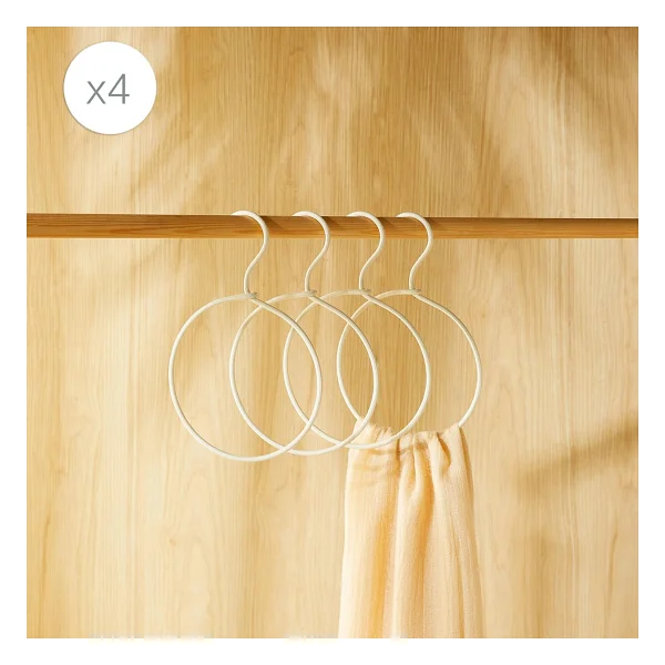 Ocean Home Textile 4'lü Halka Ekru Renk Kumaş Kaplı Metal Aksesuar Askısı 24.5 x 16 x 0.5 cm - Görsel 3
