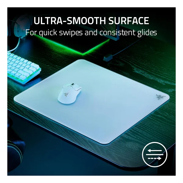 Razer Atlas - Cam Fare Altlığı (Birinci Sınıf Temperli Cam, Ultra Pürüzsüz Yüzey, Mikro Kazınmış Yüzey, Kir ve Çizilmeye Dayanıklı, Daha Sessiz Fare Hareketleri, Kaymaz Kauçuk Taban) Beyaz - Görsel 3
