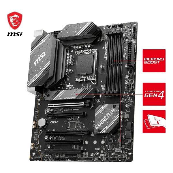 Msı B760 Gaming Plus Wi-Fi Intel Lga1700 DDR5 Atx Anakart - Görsel 3