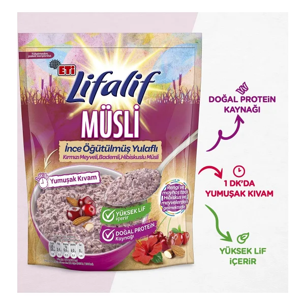 Eti Lifalif İnce Öğütülmüş Hibiskuslu Müsli 250 Gr - Görsel 3