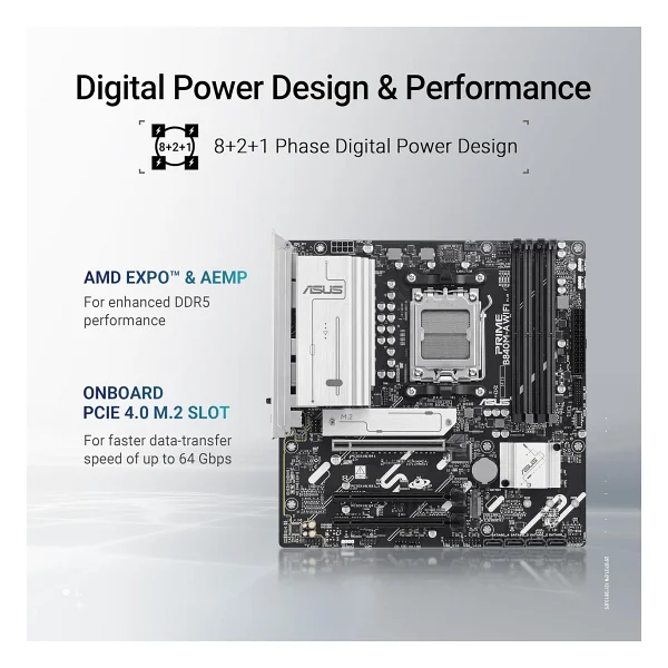 Asus Prime B840M-A Wi-Fi AMD AM5 DDR5 Micro ATX Anakart - Görsel 3