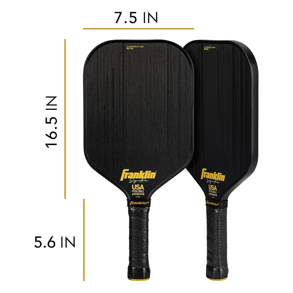 Franklin Sports Pro Pickleball Küreği - İmza Serisi Karbon Fiber Pickleball Küreği - Abd Pickleball (Usapa) Onaylı Turnuva Pickleball Küreği - 17 Mm Polipropilen Core Pro Raket - Siyah - Görsel 2