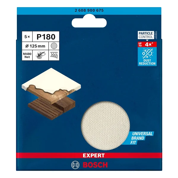 Bosch Professional 5 parça Expert M480 Ağ Zımpara (Boyalı ahşap, Sert ahşap, Ø 125 mm, Kum kalınlığı P180, Aksesuar Titreşimli Zımpara Makinesi) - Görsel 2