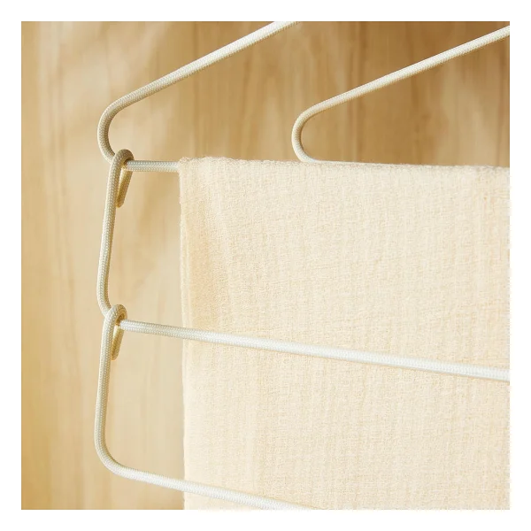 Ocean Home Textile 2'li 3 Katlı Ekru Renk Kumaş Kaplı Metal Giysi Askısı 42 x 41 x 0.5 cm - Görsel 6