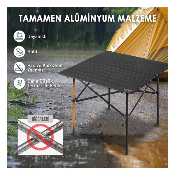 Haegs 70x70 cm Alüminyum Katlanır Kamp Masası - Görsel 8